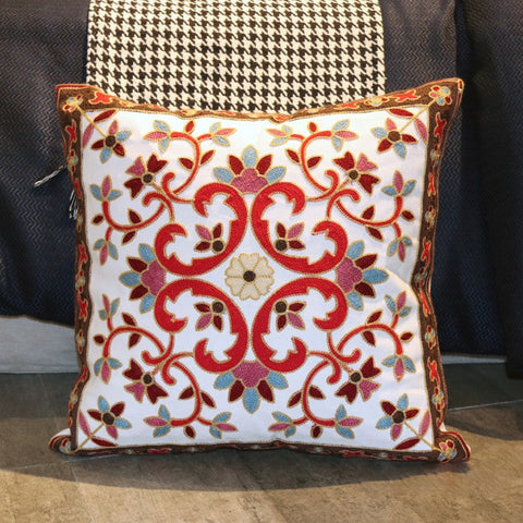 Farmhouse Decorative Throw Pillows for Couch, Embroider Flower Cotton Pillow Covers, Cotton Flower Decorative Pillows, Decorative Sofa Pillows-Silvia Home Craft