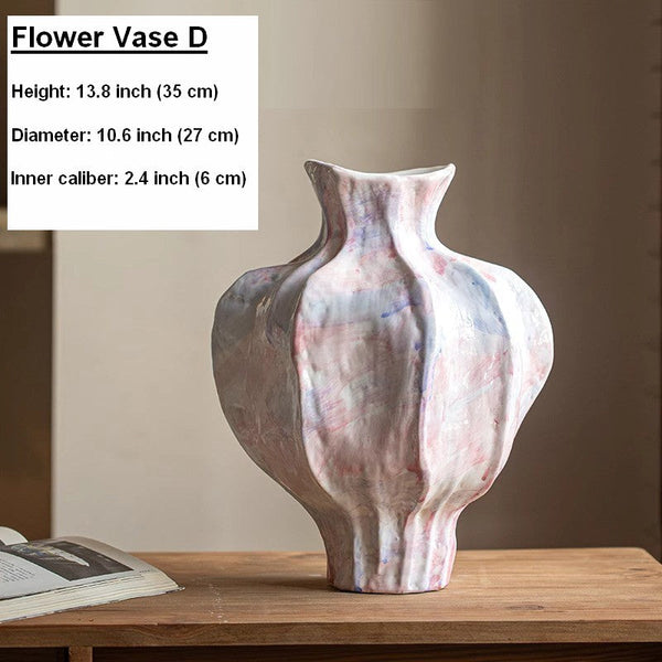 Centerpiece Ceramic Bouquet Vases, Handmade Modern Flower Vase, Large Contemporary Vases on Dining Table, Porcelain Vases for Modern Home Decor-Silvia Home Craft