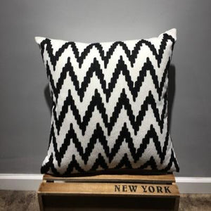 Geometric Cotton Pillow Cover, Decorative Throw Pillows, Modern Sofa Pillows, Black Throw Pillows, Yellow Decorative Pillows-Silvia Home Craft