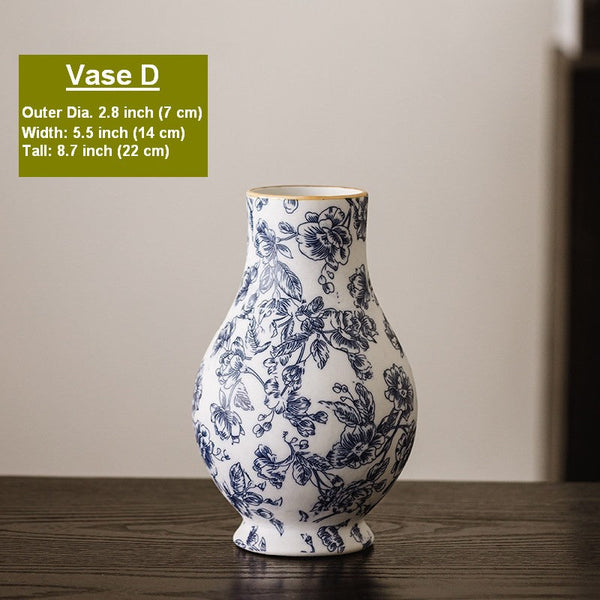 Porcelain Flower Vases, Modern Ceramic Bouquet Vases, Centerpiece on Dining Table, Flower Vase on Table, Handmade Water Holding Flower Vases-Silvia Home Craft