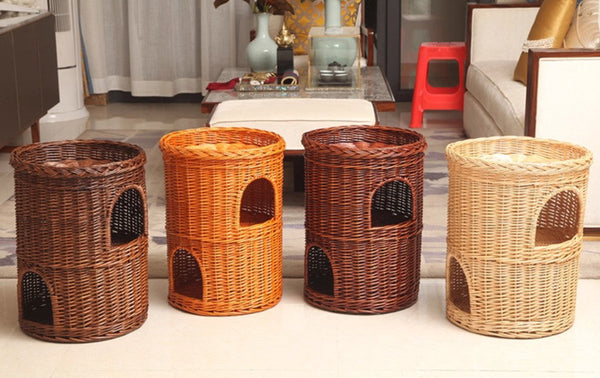 Triple-Layer Cat Bed, Large Cat House Basket with Washable Cushion for Indoor Cats and Dogs-Silvia Home Craft