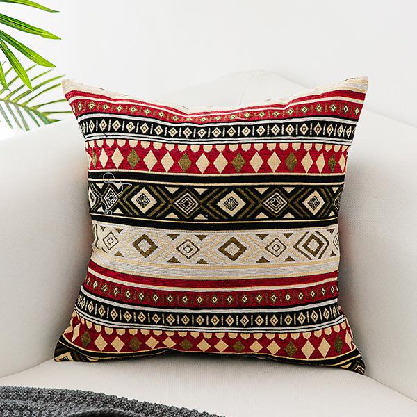 Bohemian Decorative Sofa Pillows, Extra Large Geometric Pattern Chenille Throw Pillows, Oriental Throw Pillow for Couch-Silvia Home Craft