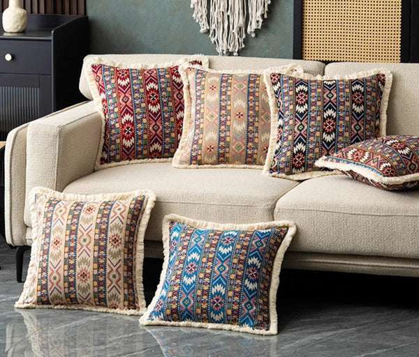 Large Bohemian Decorative Sofa Pillows for Living Room, Modern Geometric Pillows, Decorative Throw Pillows for Bedroom, Oriental Throw Pillow for Couch-Silvia Home Craft