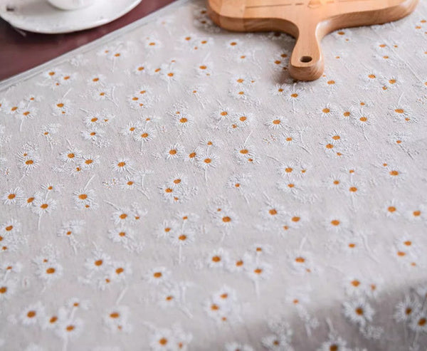 Country Farmhouse Tablecloth, Rustic Flower Pattern Table Covers for Kitchen, Large Rectangle Tablecloth for Dining Room Table, Linen Rectangular Tablecloth for Oval Table-Silvia Home Craft