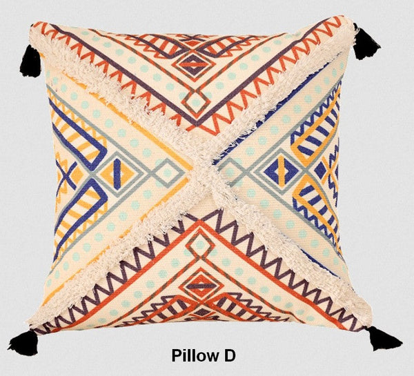 Geometric Modern Pillow Covers, Square Pillows for Couch, Oriental Decorative Throw Pillows for Living Room, Bohemian Decorative Sofa Pillows-Silvia Home Craft