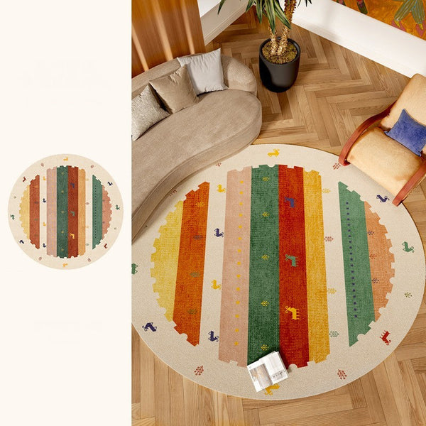 Modern Rugs for Children's Room, Geometric Modern Rug Ideas for Living Room, Circular Modern Rugs for Bathroom, Abstract Contemporary Round Rugs for Dining Room-Silvia Home Craft