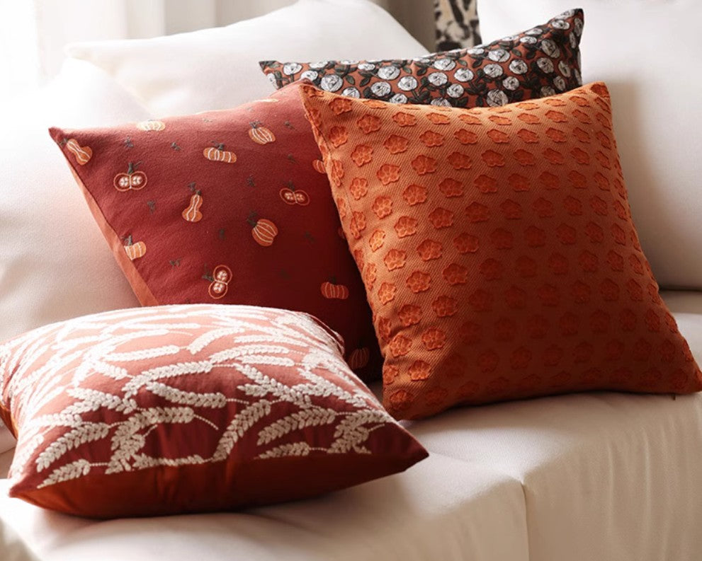 Decorative Pillows For Couch Farmhouse Sofa, Rustic Linen Neutral Tones, Country Style Cozy Square Cushion Cover Set