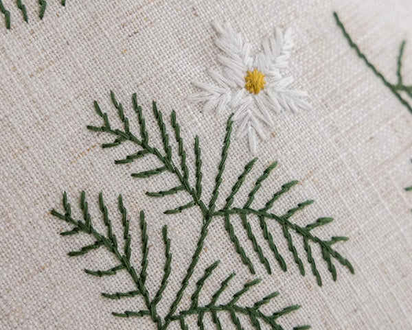 Embroider Flower Cotton Pillow Covers, Decorative Pillows for Sofa, Farmhouse Decorative Pillows for Couch, Spring Flower Decorative Pillows for Bedroom-Silvia Home Craft