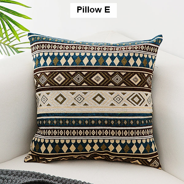 Bohemian Decorative Sofa Pillows, Extra Large Geometric Pattern Chenille Throw Pillows, Oriental Throw Pillow for Couch-Silvia Home Craft