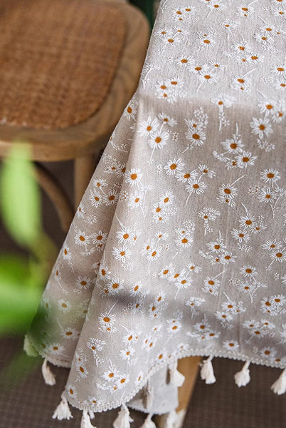 Country Farmhouse Tablecloth, Rustic Flower Pattern Table Covers for Kitchen, Large Rectangle Tablecloth for Dining Room Table, Linen Rectangular Tablecloth for Oval Table-Silvia Home Craft