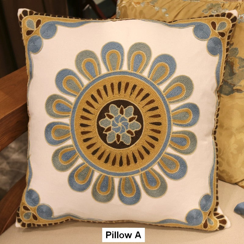 Decorative Throw Pillows for Couch, Embroider Flower Cotton Pillow Covers, Cotton Flower Decorative Pillows, Farmhouse Decorative Sofa Pillows-Silvia Home Craft