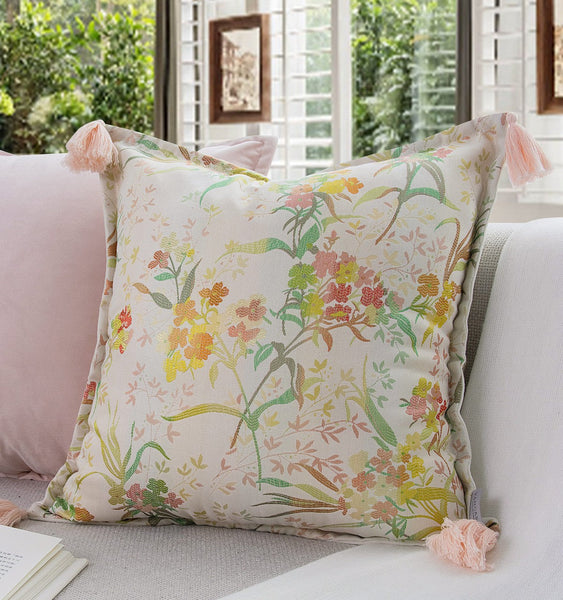 Living Room Decorative Pillows, Modern Decorative Cushions, Decorative Pillows for Bed, Decorative Pillow Arrangement Ideas for Interior Design, Embroidered Floral Bird Pattern Pillow Covers-Silvia Home Craft