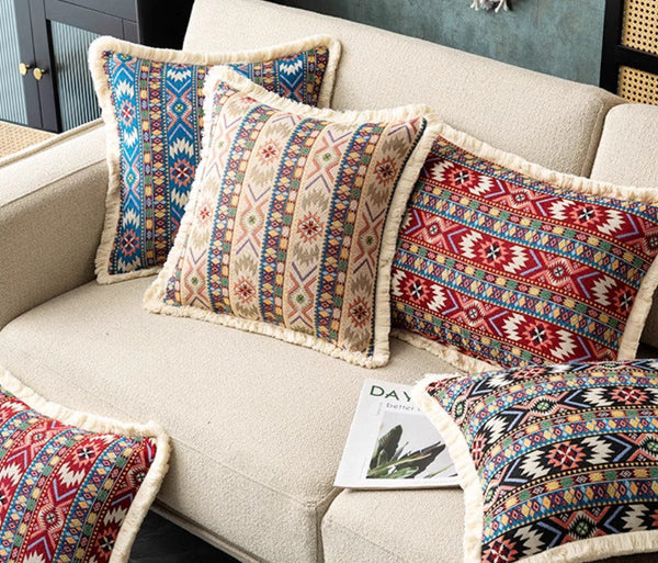 Large Bohemian Decorative Sofa Pillows for Living Room, Modern Geometric Pillows, Decorative Throw Pillows for Bedroom, Oriental Throw Pillow for Couch-Silvia Home Craft