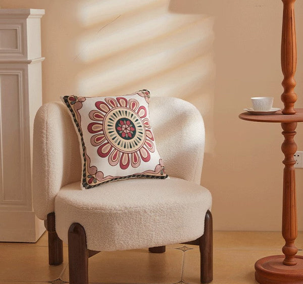 Decorative Throw Pillows for Couch, Embroider Flower Cotton Pillow Covers, Cotton Flower Decorative Pillows, Farmhouse Decorative Sofa Pillows-Silvia Home Craft