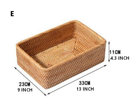 Rectangular Storage Basket for Living Room, Small Kitchen Storage Baskets, Woven Storage Baskets, Rattan Storage Baskets for Shelves-Silvia Home Craft