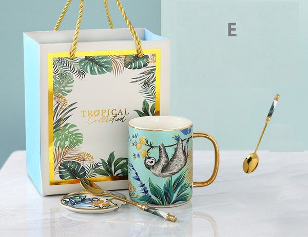 Ceramic Mugs for Office, Large Capacity Jungle Animal Porcelain Mugs, Creative Porcelain Cups, Unique Ceramic Mugs in Gift Box-Silvia Home Craft