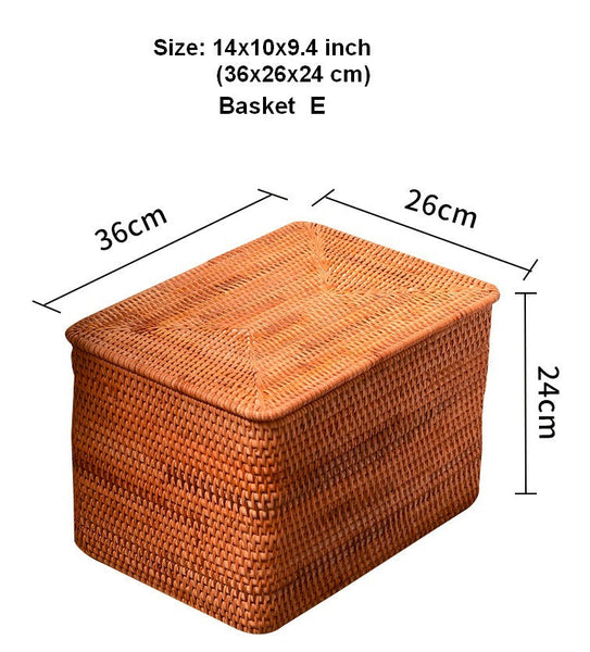 Extra Large Storage Baskets for Clothes, Woven Rectangular Storage Baskets, Storage Basket with Lid, Storage Basket for Living Room-Silvia Home Craft