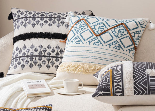 Decorative Square Pillow Covers, Bohemian Decorative Sofa Pillows for Bedroom, Geometric Pattern Decorative Pillow for Couch-Silvia Home Craft