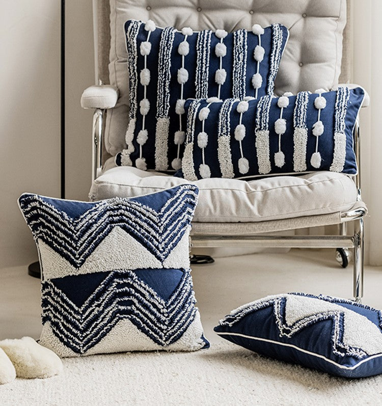 Blue Modern Decorative Pillows For Couch, Contemporary Abstract Sofa Pillows, Vibrant Art Cushion Decor