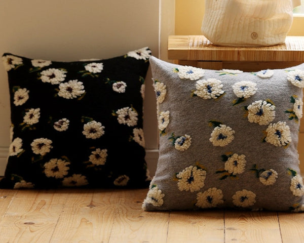 Contemporary Modern Sofa Pillows, Square Modern Throw Pillows for Couch, Flower Decorative Pillow Covers, Decorative Pillows for Bedroom-Silvia Home Craft
