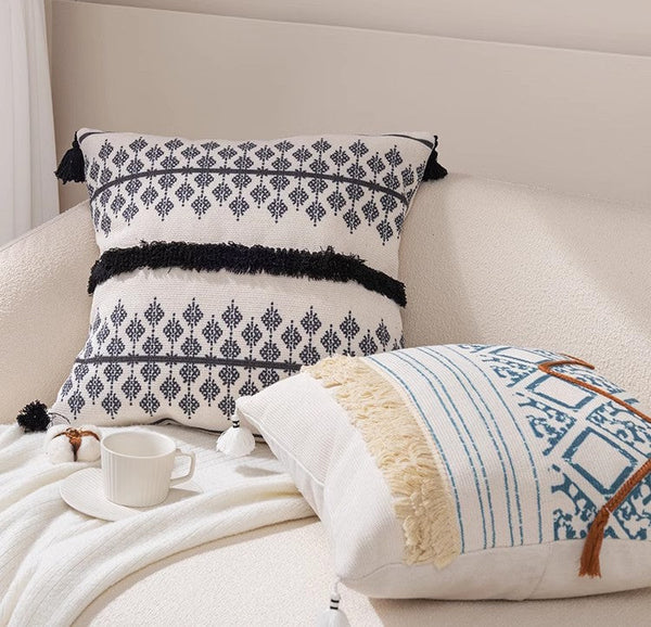 Decorative Square Pillow Covers, Bohemian Decorative Sofa Pillows for Bedroom, Geometric Pattern Decorative Pillow for Couch-Silvia Home Craft