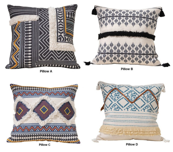 Decorative Square Pillow Covers, Bohemian Decorative Sofa Pillows for Bedroom, Geometric Pattern Decorative Pillow for Couch-Silvia Home Craft