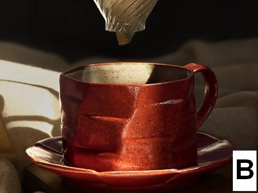 Unique Tea Cup and Saucer, 8 oz Modern Handmade Pottery Coffee Cup, Creative Ceramic Coffee Cup with Saucer, Tea Cup Set for Traditional Afternoon Tea-Silvia Home Craft