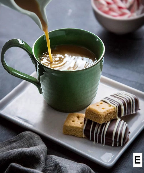 Modern Handmade Pottery Coffee Cup, Creative Brown Green Blue Ceramic Coffee Mugs, Large Unique Tea Cup, Large Capacity Coffee Cups-Silvia Home Craft