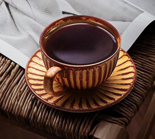 Brown Pottery Coffee Cups, Cappuccino Coffee Mug, Latte Coffee Cup, White Tea Cup, Ceramic Coffee Cup, Coffee Cup and Saucer Set-Silvia Home Craft