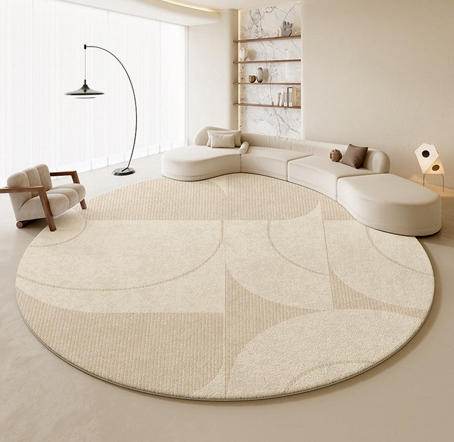 Cream Color Contemporary Modern Rugs, Soft Neutral Shaggy Carpet, Stylish Living Room Mat