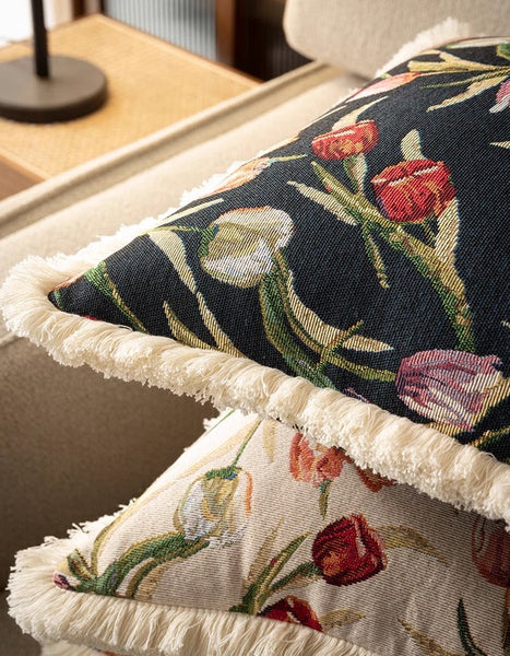 Decorative Sofa Pillows for Couch, Tulip Flower Pillow Covers, Large Flower Decorative Pillows for Bedroom, Farmhouse Decorative Pillows-Silvia Home Craft