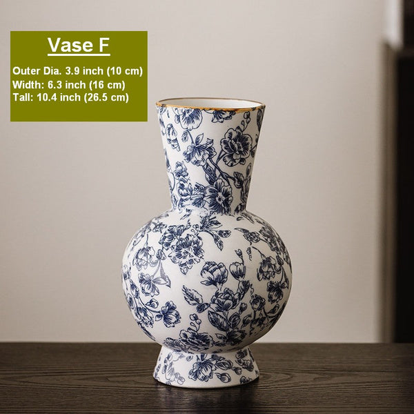 Porcelain Flower Vases, Modern Ceramic Bouquet Vases, Centerpiece on Dining Table, Flower Vase on Table, Handmade Water Holding Flower Vases-Silvia Home Craft