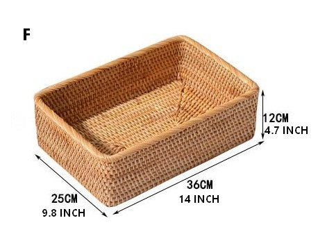 Rectangular Storage Basket for Living Room, Small Kitchen Storage Baskets, Woven Storage Baskets, Rattan Storage Baskets for Shelves-Silvia Home Craft
