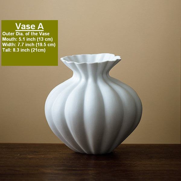 Handmade Water Holding Flower Vases, Modern Black Flower Vase Centerpiece on Table, Porcelain Flower Vases, Ceramic Bouquet Vases-Silvia Home Craft