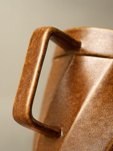 Unique Tea Cup, Large Capacity Coffee Mug with Cover, Large Modern Handmade Pottery Coffee Cup, Creative Brown Green Blue Black Ceramic Coffee Mugs