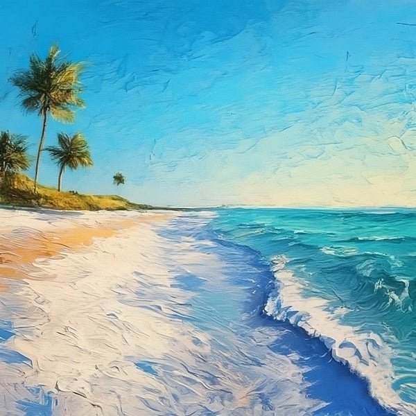 Heavy Texture Canvas Art, Small Palette Knife Oil Paintings, Original Small Landscape Paintings, Florida Seashore Beach Palm Tree Painting, Easy Landscape Painting Ideas, Simple Small Canvas Paintings-Silvia Home Craft
