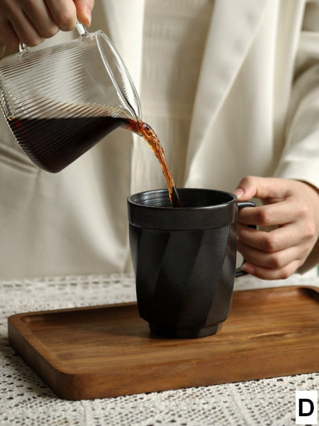 Unique Tea Cup, Large Capacity Coffee Mug with Cover, Large Modern Handmade Pottery Coffee Cup, Creative Brown Green Blue Black Ceramic Coffee Mugs