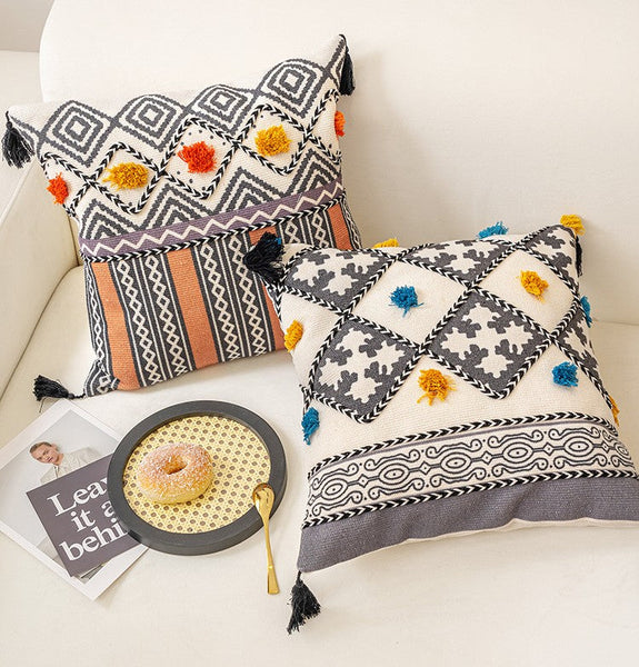 Decorative Throw Pillows for Couch, Geometric Modern Pillow Covers, Oriental Square Pillows for Bedroom, Bohemian Decorative Sofa Pillows-Silvia Home Craft