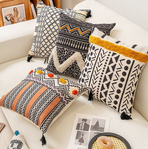 Decorative Throw Pillows for Couch, Geometric Modern Pillow Covers, Oriental Square Pillows for Bedroom, Bohemian Decorative Sofa Pillows-Silvia Home Craft