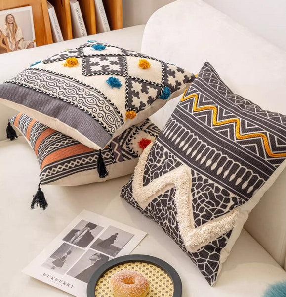 Decorative Throw Pillows for Couch, Geometric Modern Pillow Covers, Oriental Square Pillows for Bedroom, Bohemian Decorative Sofa Pillows-Silvia Home Craft