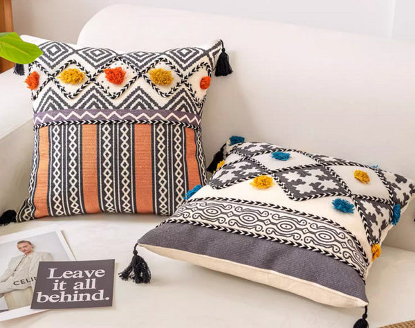 Decorative Throw Pillows for Couch, Geometric Modern Pillow Covers, Oriental Square Pillows for Bedroom, Bohemian Decorative Sofa Pillows-Silvia Home Craft