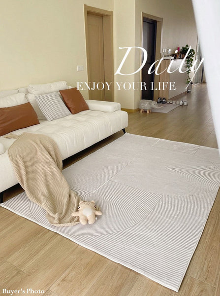 Geometric Contemporary Rugs Next to Bed, Grey Modern Rugs for Living Room, Abstract Contemporary Modern Rugs, Modern Rugs for Dining Room-Silvia Home Craft