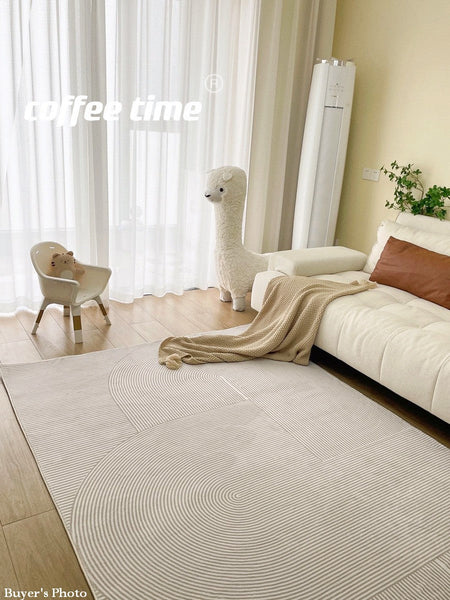 Geometric Contemporary Rugs Next to Bed, Grey Modern Rugs for Living Room, Abstract Contemporary Modern Rugs, Modern Rugs for Dining Room-Silvia Home Craft