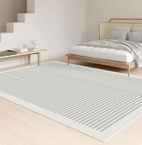 Geometric Contemporary Rugs for Dining Room, Bedroom Floor Rugs, Soft Modern Rug for Living Room, Gray Modern Rugs for Living Room-Silvia Home Craft