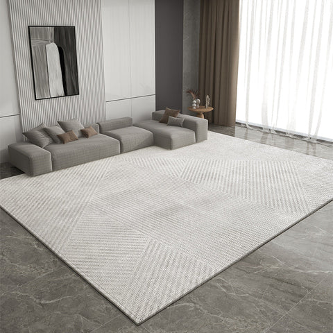 Geometric Modern Rug Placement Ideas for Dining Room, Gray Contemporary Modern Rugs for Living Room, Extra Large Modern Rugs for Bedroom-Silvia Home Craft