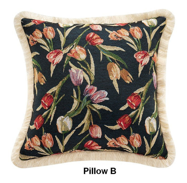 Decorative Sofa Pillows for Couch, Tulip Flower Pillow Covers, Large Flower Decorative Pillows for Bedroom, Farmhouse Decorative Pillows-Silvia Home Craft
