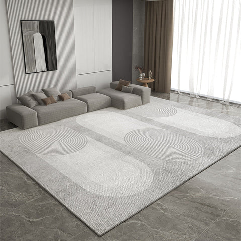 Dining Room Geometric Modern Rugs, Gray Contemporary Modern Rugs for Office, Bedroom Modern Rugs, Extra Large Modern Rugs for Living Room-Silvia Home Craft