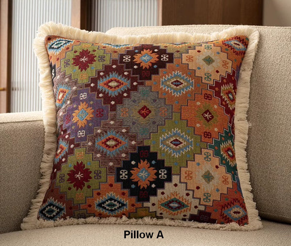 Extra Large Modern Geometric Pillows, Bohemian Decorative Sofa Pillows for Living Room, Flower Decorative Pillows for Bedroom, Decorative Pillow Covers-Silvia Home Craft