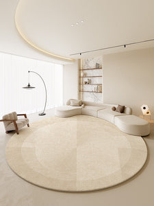 Dining Room Modern Rugs, Cream Color Round Rugs under Coffee Table, Large Modern Rugs in Living Room, Contemporary Circular Rugs in Bedroom-Silvia Home Craft