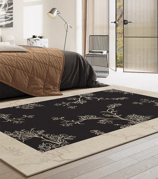 Unique Bedroom Modern Rugs, Contemporary Modern Rugs under Dining Room Table, French Style Rugs for Interior Design, Flower Pattern Modern Rugs for Living Room-Silvia Home Craft